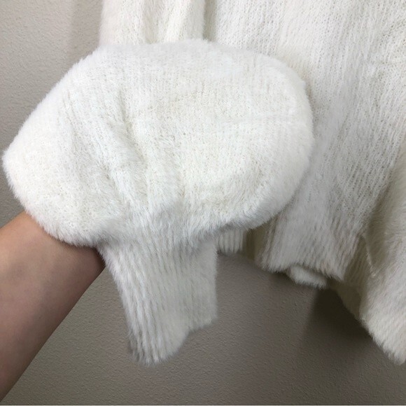 For Love & Lemons Knitz Myriam Turtleneck Mohair Sweater White Small - Picture 3 of 9